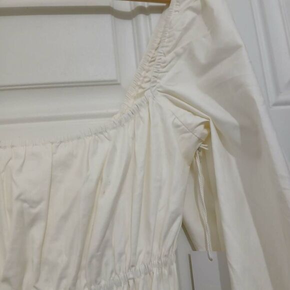 Reformation women small Bennie square neck long maxi ivory cream milk maid dress - Picture 4 of 11